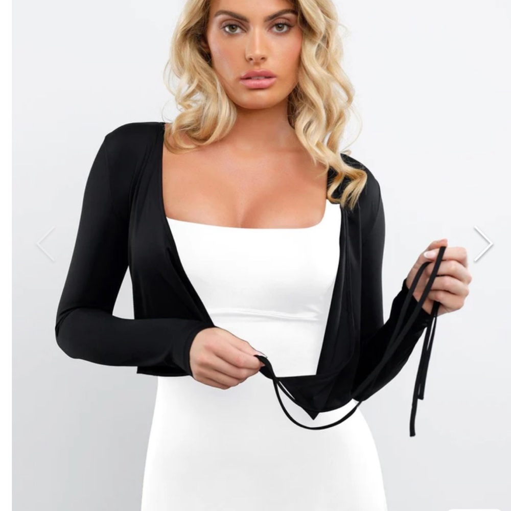 Popilush Drop Shoulder Tie Open Front Long-Sleeve Reversible Cardigan-NE…